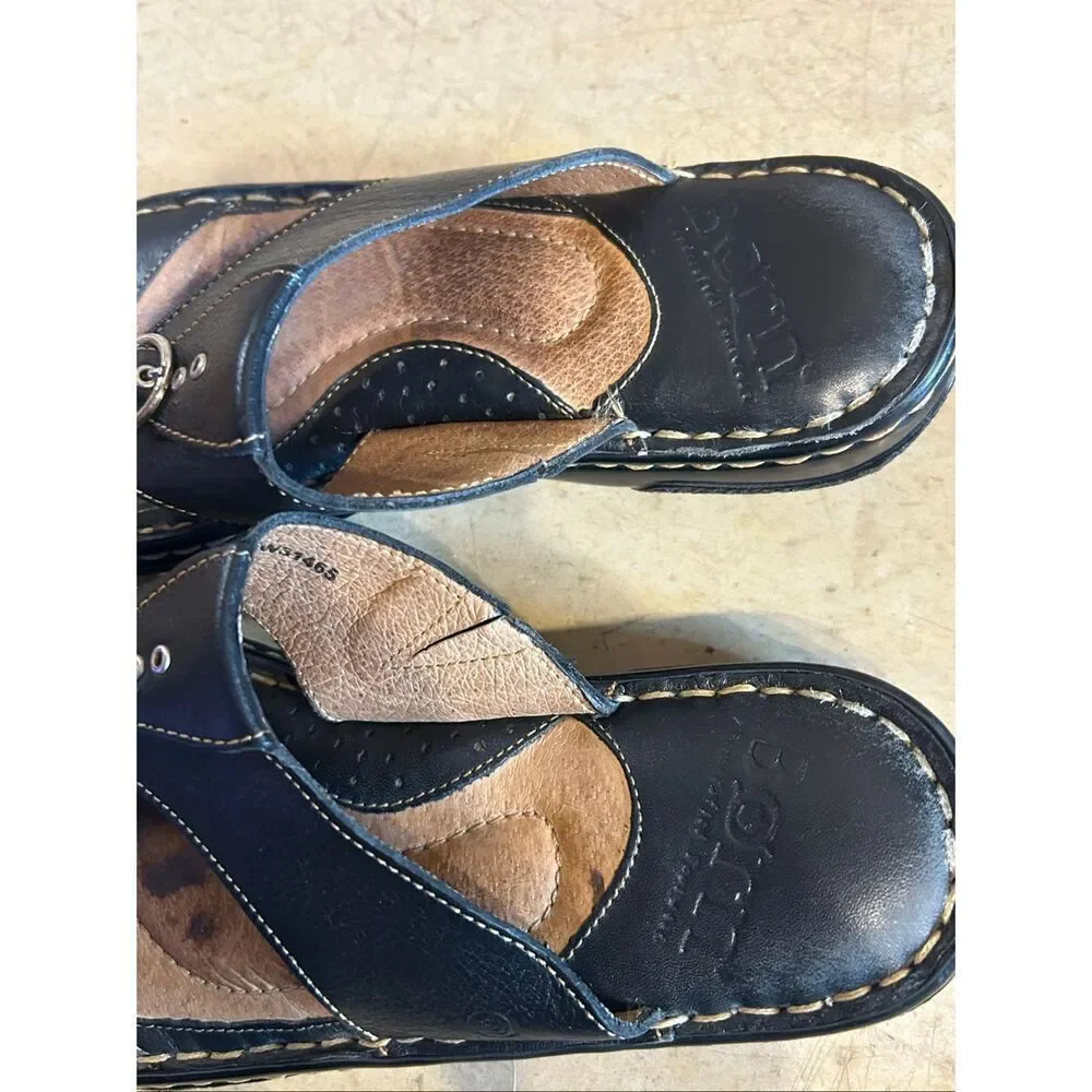 Born MRA9 Women's Size 6 Black Leather Buckle Sandals Opanka Handcrafted